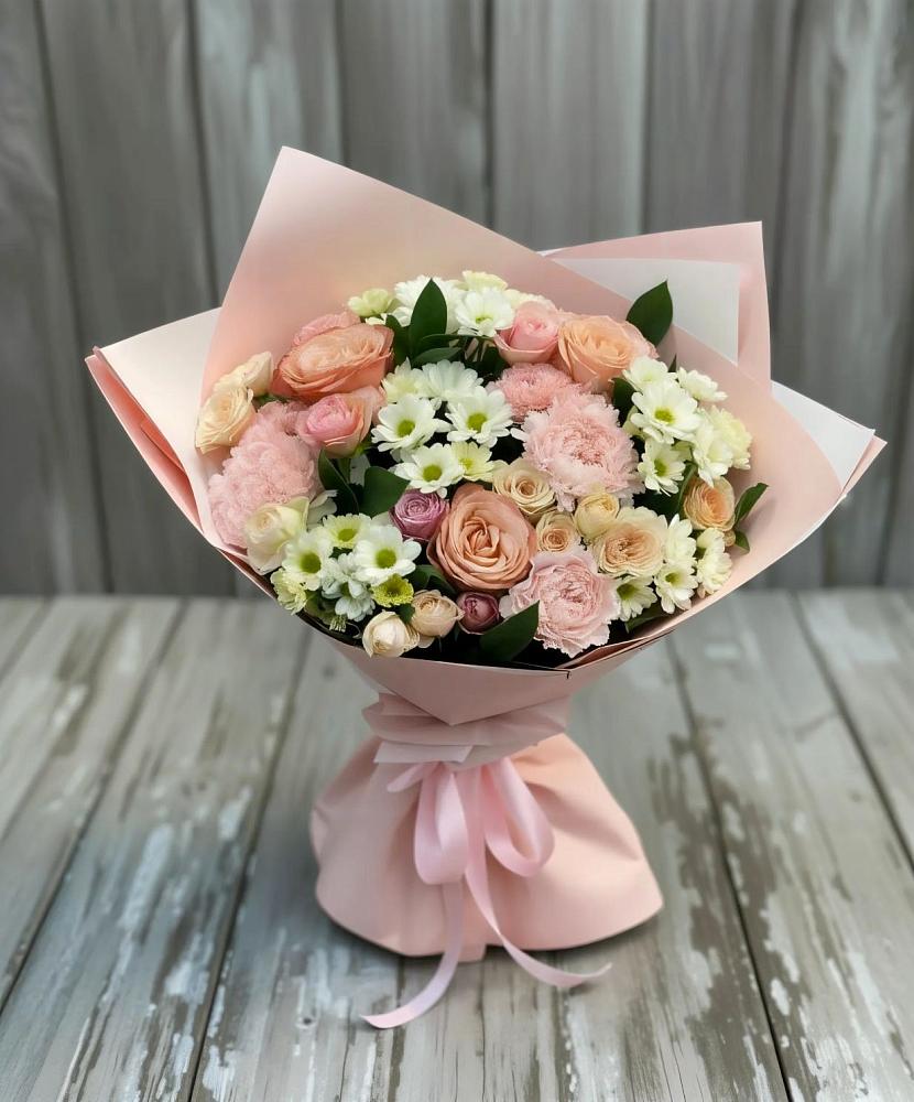 Букет цветов из: Гвоздики, Розы и Хризантемы в Бавтугае