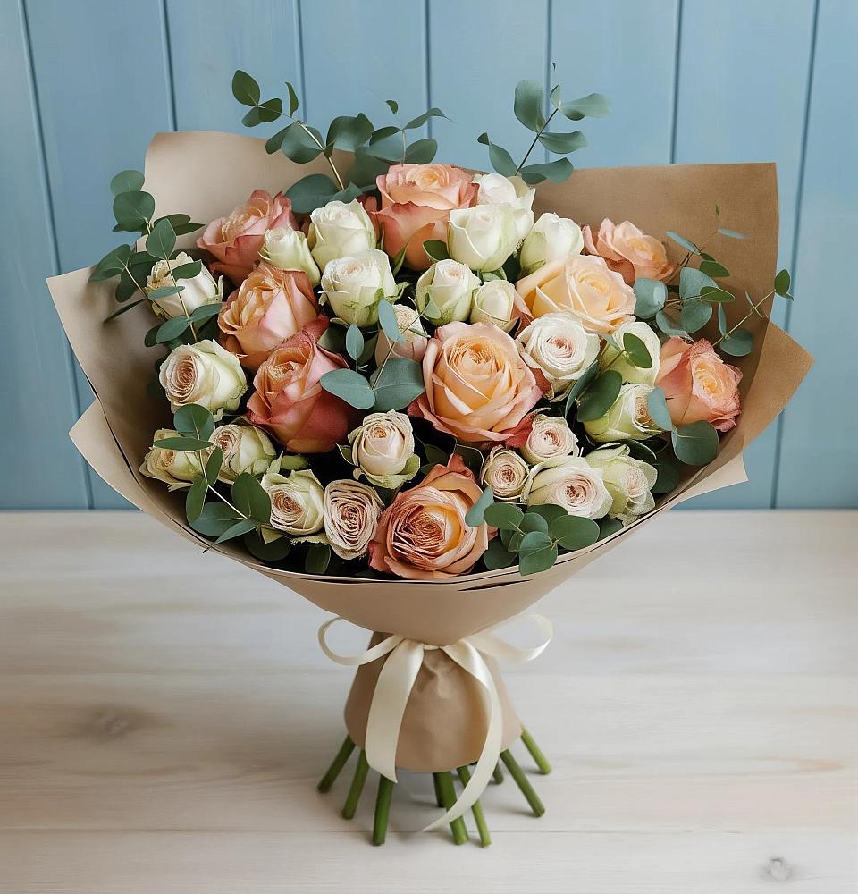 Букет цветов из: Альстромерии и Розы в Бавтугае