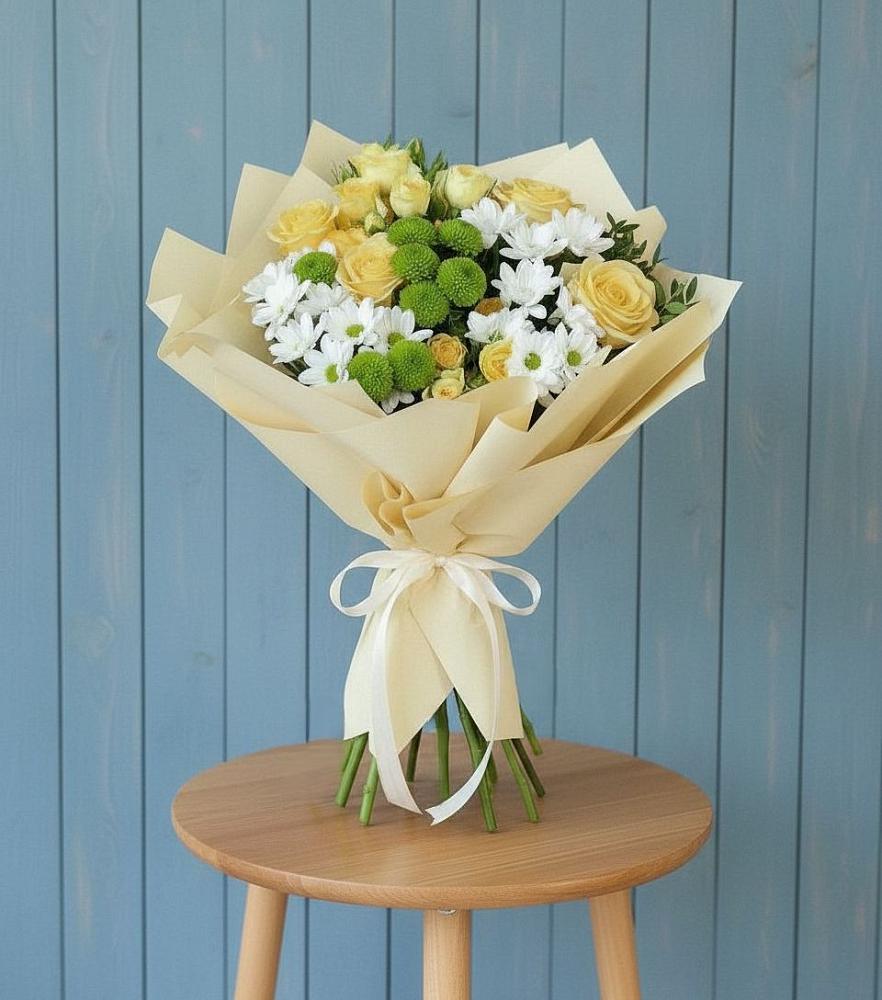 Букет цветов из: Хризантемы и Розы в Бавтугае