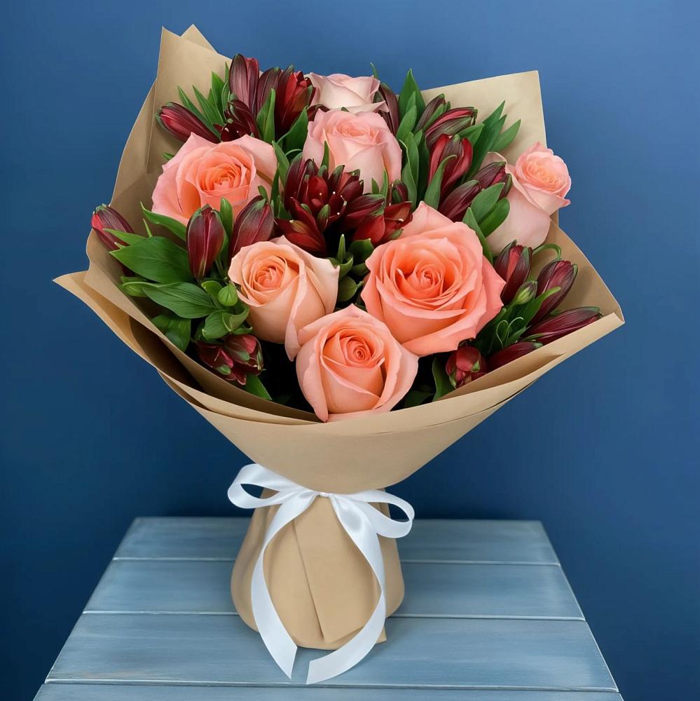 Букет цветов из: Розы и Альстромерии в Бавтугае