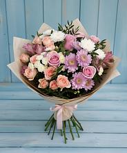 Букет цветов из:  Хризантемы, Розы и Альстромерии в Бавтугае