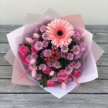 Букет цветов из:  Розы, Герберы и Хризантемы в Бавтугае